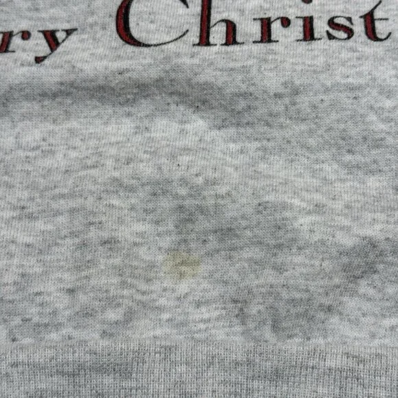 ✅VTG Mickey Minnie Mouse Pluto Goofy Donald Daffy Christmas Sweatshirt M *STAIN - Picture 6 of 13